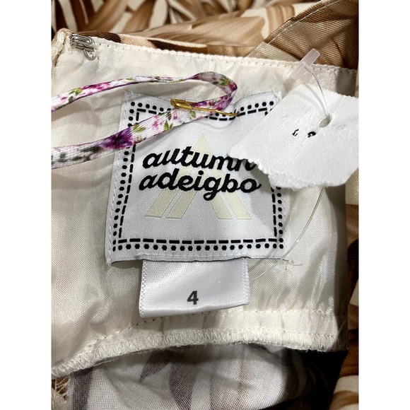 Autumn Adeigbo Karina Halter Short Romper V Neck Tropical Jumpsuit 4 - Picture 2 of 7